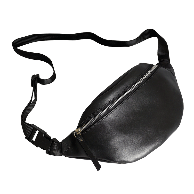 'Noah' Black Leather Bum Belt Bag