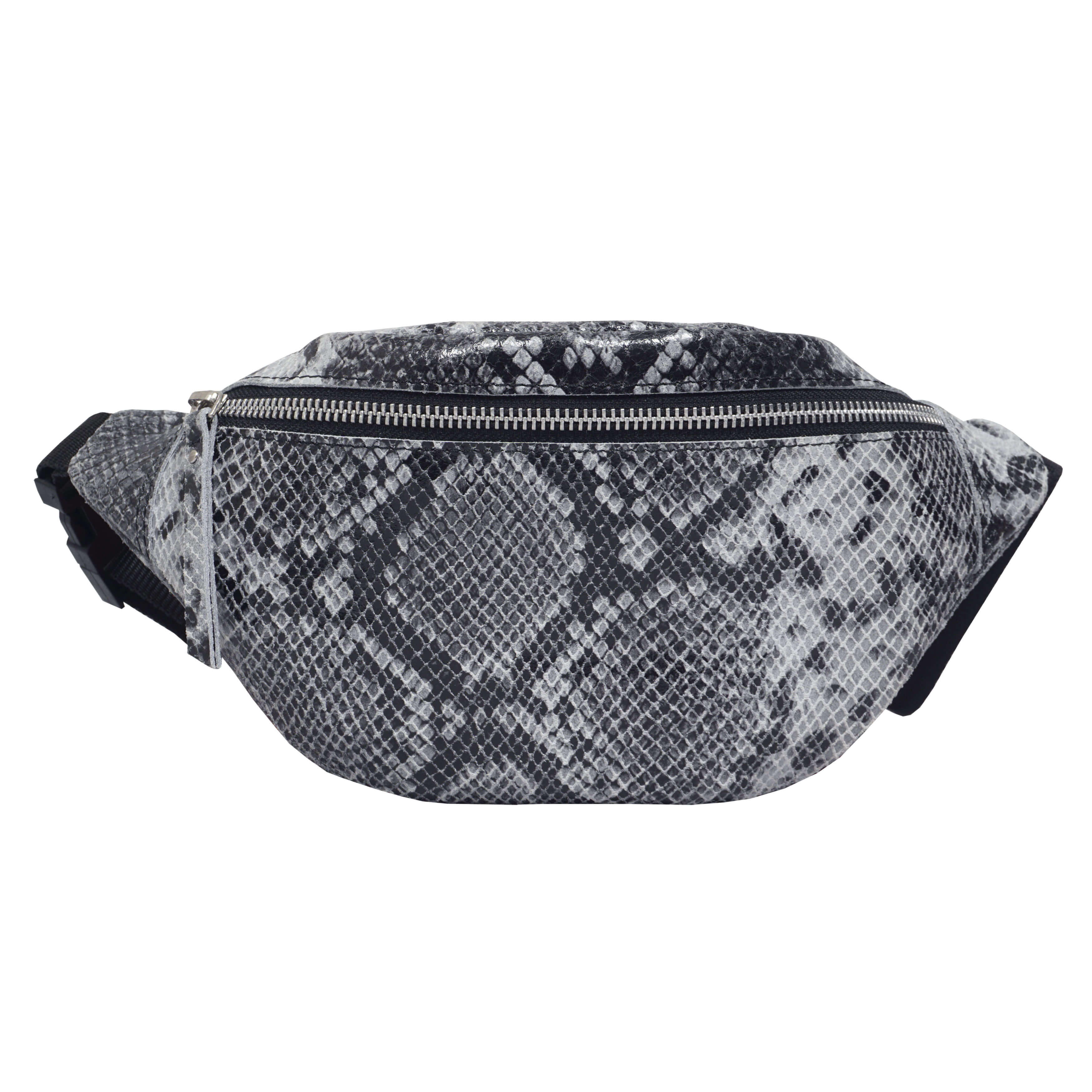 'NOAH' Black & White Snake Leather Bum Belt Bag