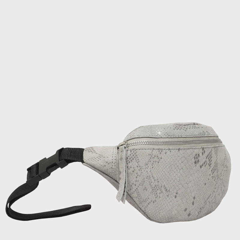 'NOAH' Grey Python Snake Leather Bum Belt Bag