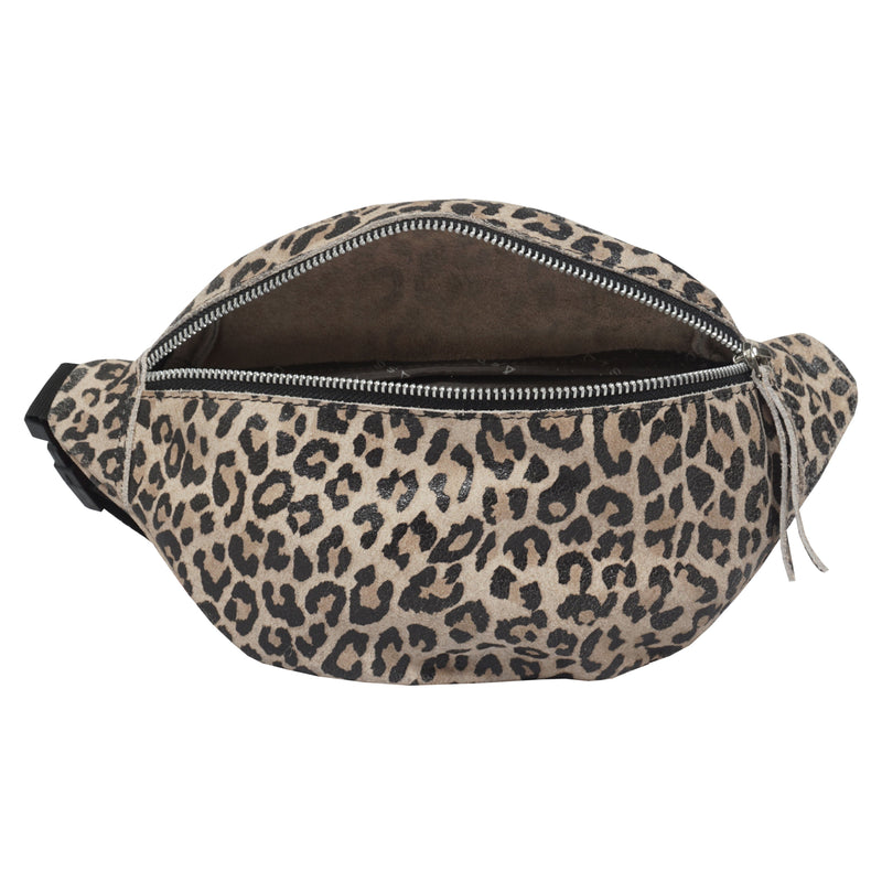 'NOAH' Brown Leopard Animal Print Leather Bum Belt Bag