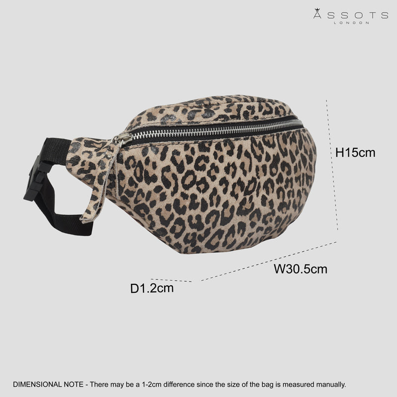 'NOAH' Brown Leopard Animal Print Leather Bum Belt Bag