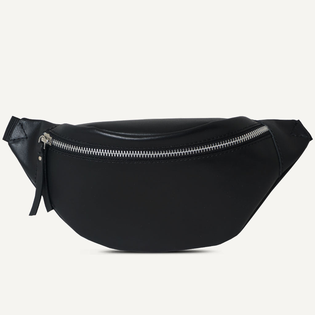 'Noah' Black Leather Bum Belt Bag