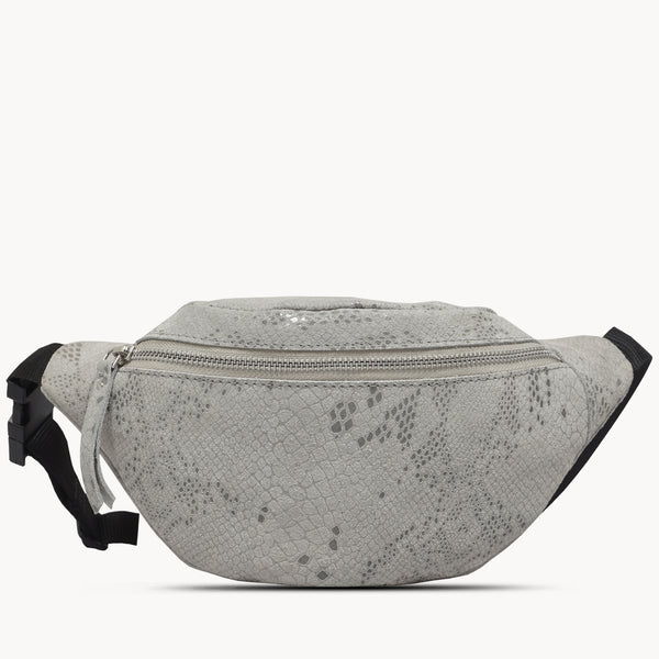 'NOAH' Grey Python Snake Leather Bum Belt Bag