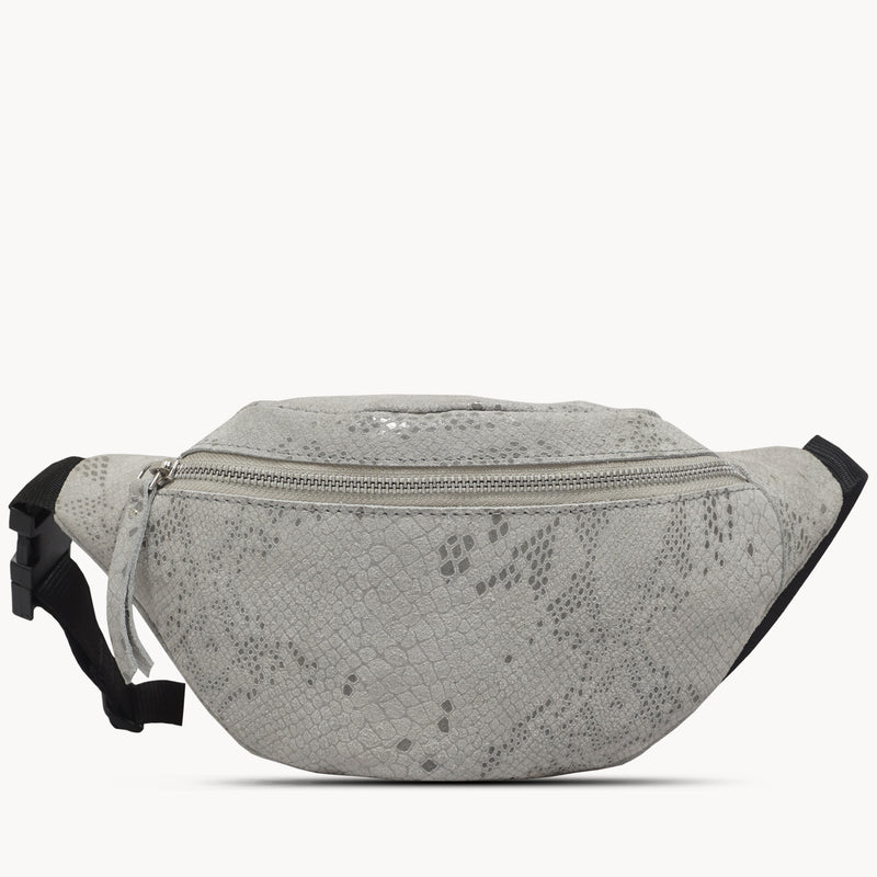 'NOAH' Grey Python Snake Leather Bum Belt Bag