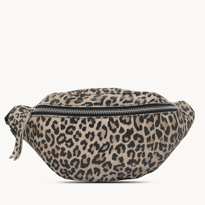 'NOAH' Brown Leopard Animal Print Leather Bum Belt Bag