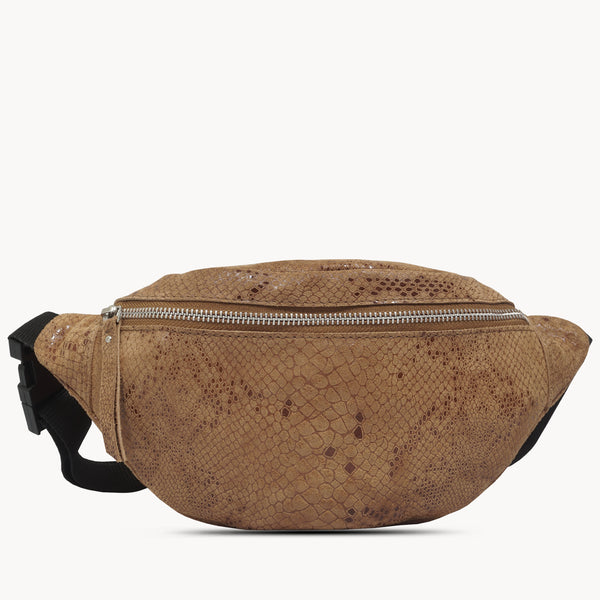 'NOAH' Tan Snake Leather Bum Belt Bag
