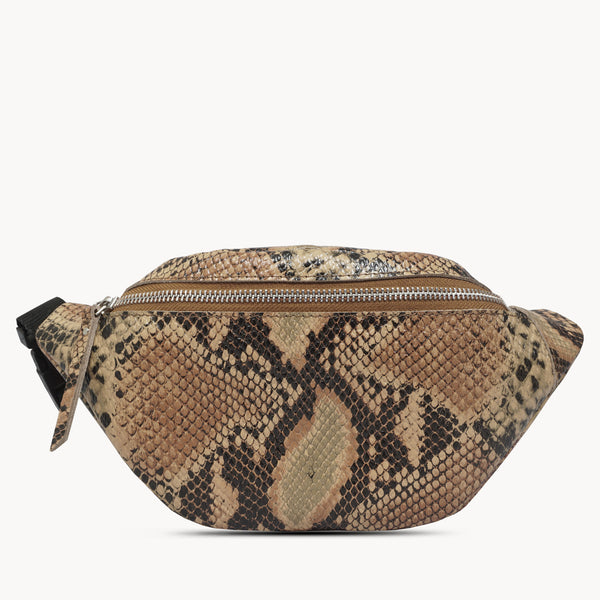 'NOAH' Tan Python Snake Leather Bum Belt Bag