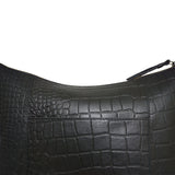 'OLGA' Black Croc Designer Leather Crossbody Shoulder Bag