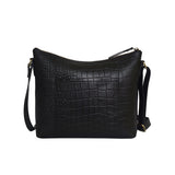 'OLGA' Black Croc Designer Leather Crossbody Shoulder Bag
