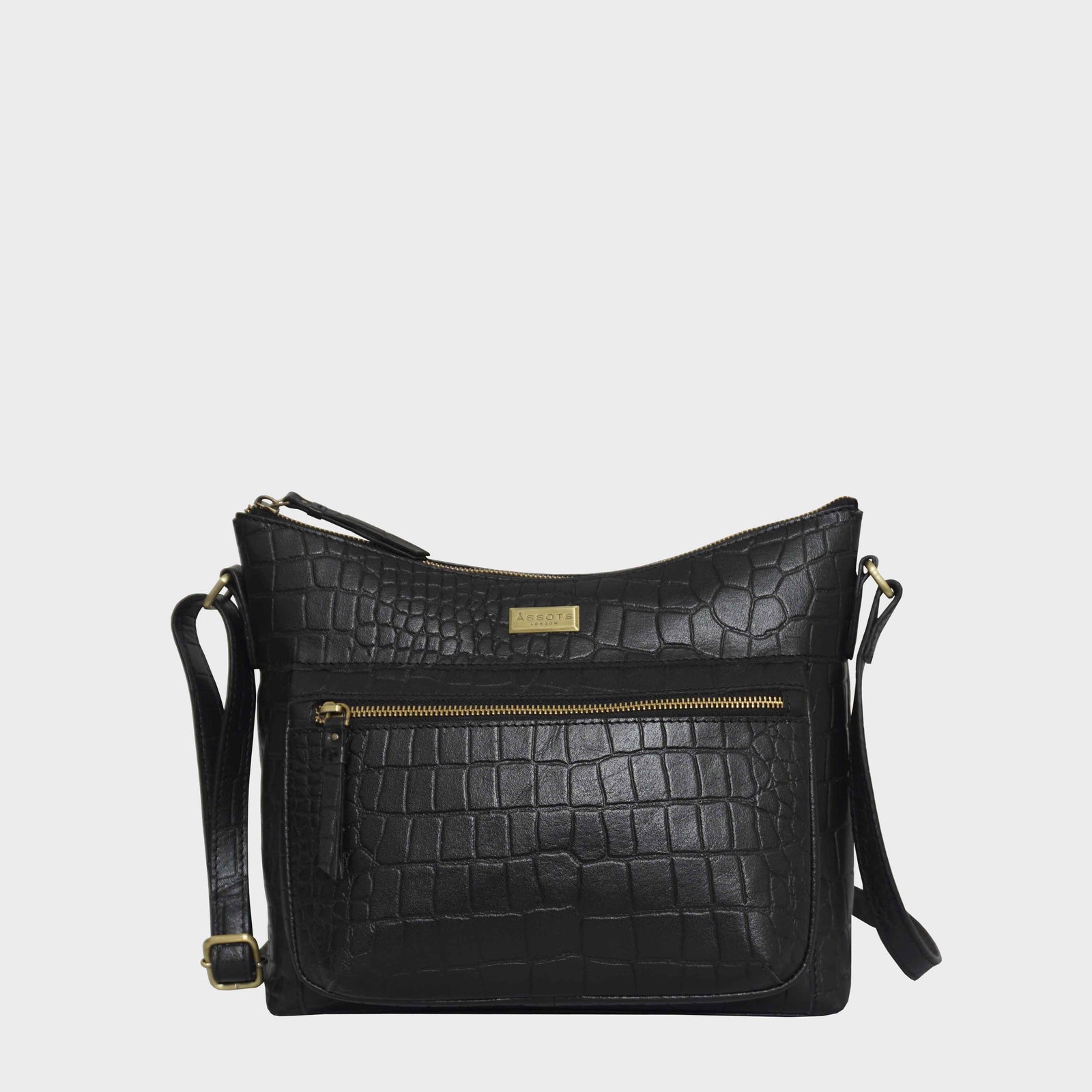 Black croc shoulder bag best sale