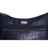 'OLGA' Navy Blue Croc Designer Leather Crossbody Shoulder Bag