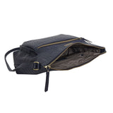 'OLGA' Navy Blue Croc Designer Leather Crossbody Shoulder Bag