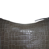 'OLGA' Olive Croc Designer Leather Crossbody Shoulder Bag
