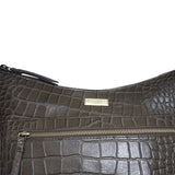 'OLGA' Olive Croc Designer Leather Crossbody Shoulder Bag