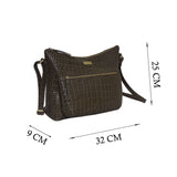 'OLGA' Olive Croc Designer Leather Crossbody Shoulder Bag