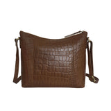 'OLGA' Tan Croc Designer Leather Crossbody Shoulder Bag