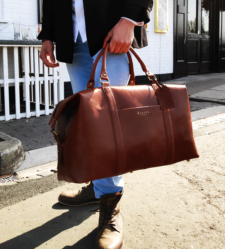 'CANNON' Tan Vintage Leather Holdall