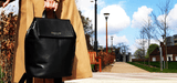 'JERMYN' Classic Black Full Grain Leather Flap-over Backpack