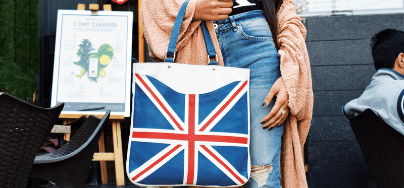 'OASIS' Union Jack Designer Leather Large Tote Bag