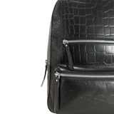 'OSCAR' Black Full Grain Croc Leather Laptop Backpack