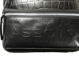 'OSCAR' Black Full Grain Croc Leather Laptop Backpack