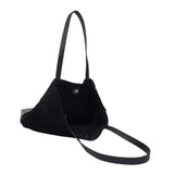 'PAIGE' Black Real Leather + Pewter Metallic Leather Tote Bag