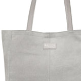 'PAIGE' Grey Real Leather + Silver Metallic Leather Tote Bag