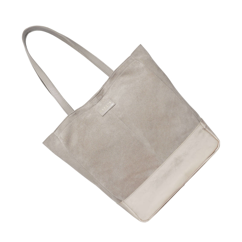 'PAIGE' Pink Real Leather + Rose Gold Metallic Leather Tote Bag