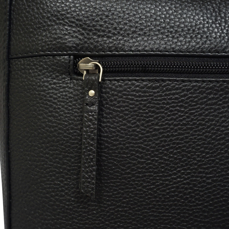 'PAMELA' Black Pebble Grain Real Leather Designer Shoulder Hobo Bag