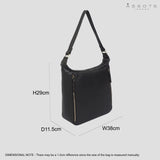 'PAMELA' Black Pebble Grain Real Leather Designer Shoulder Hobo Bag