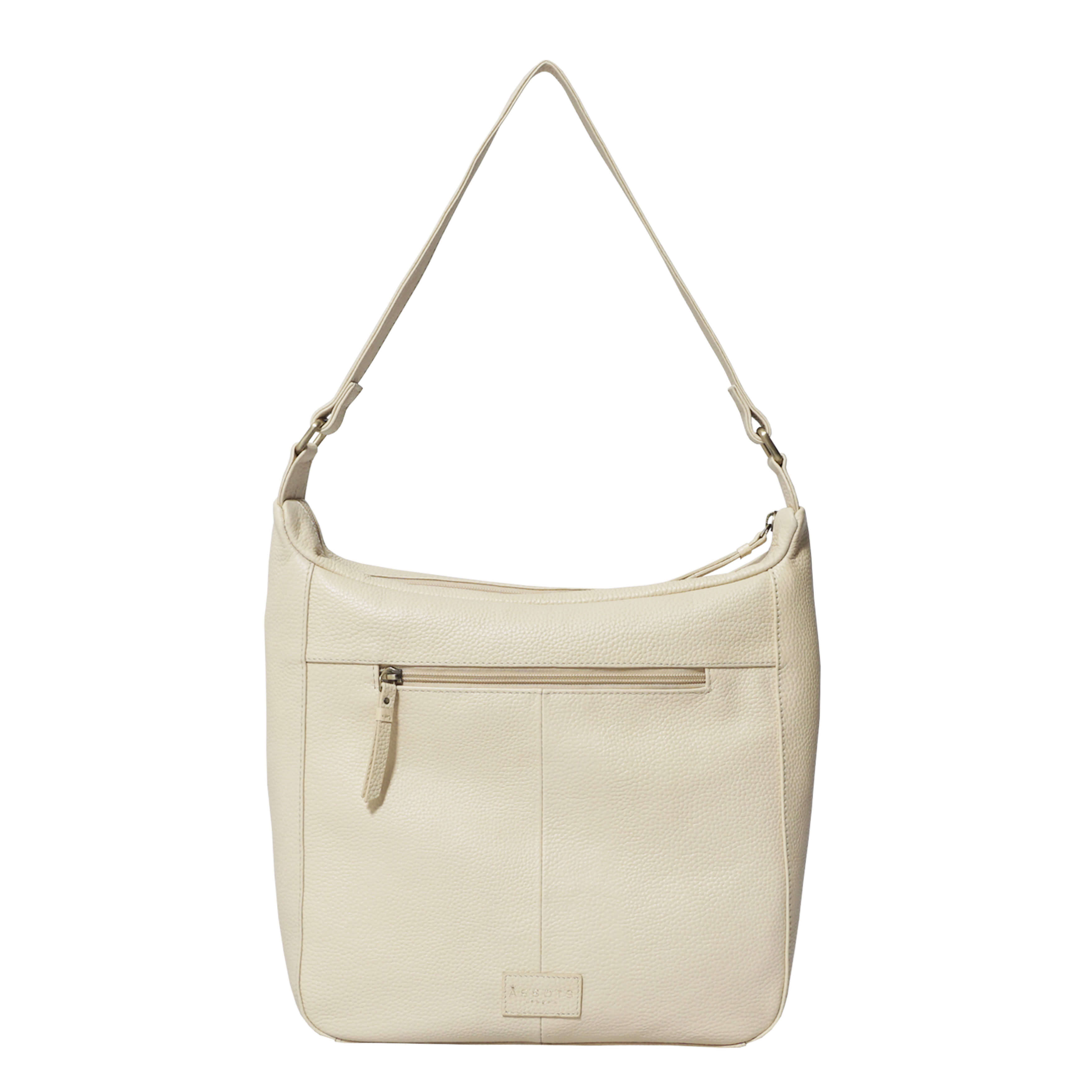 'PAMELA' Camelish Off White Pebble Grain Real Leather Designer Shoulder Hobo Bag