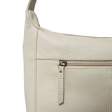 'PAMELA' Camelish Off White Pebble Grain Real Leather Designer Shoulder Hobo Bag