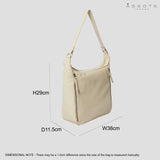 'PAMELA' Camelish Off White Pebble Grain Real Leather Designer Shoulder Hobo Bag