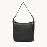 'PAMELA' Black Pebble Grain Real Leather Designer Shoulder Hobo Bag