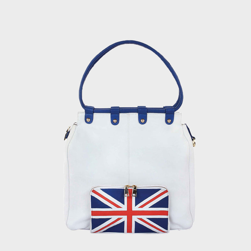 'PARADISE' Union Jack Designer Leather Large Shopper Bag