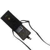 'PETRA' Black Croc Real Leather Mobile Phone Crossbody Bag