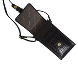 'PETRA' Black Croc Real Leather Mobile Phone Crossbody Bag