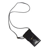 'PETRA' Black Croc Real Leather Mobile Phone Crossbody Bag