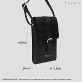 'PETRA' Black Croc Real Leather Mobile Phone Crossbody Bag