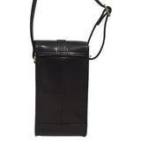 'PETRA' Black Polished VT Real Leather Mobile Phone Crossbody Bag