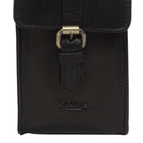 'PETRA' Black Polished VT Real Leather Mobile Phone Crossbody Bag