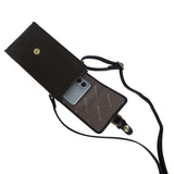 'PETRA' Black Polished VT Real Leather Mobile Phone Crossbody Bag