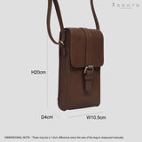 'PETRA' Brown Polished VT Real Leather Mobile Phone Crossbody Bag