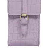 'PETRA' Lilac Croc Real Leather Mobile Phone Crossbody Bag
