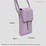 'PETRA' Lilac Croc Real Leather Mobile Phone Crossbody Bag