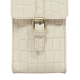 'PETRA' Off White Croc Real Leather Mobile Phone Crossbody Bag