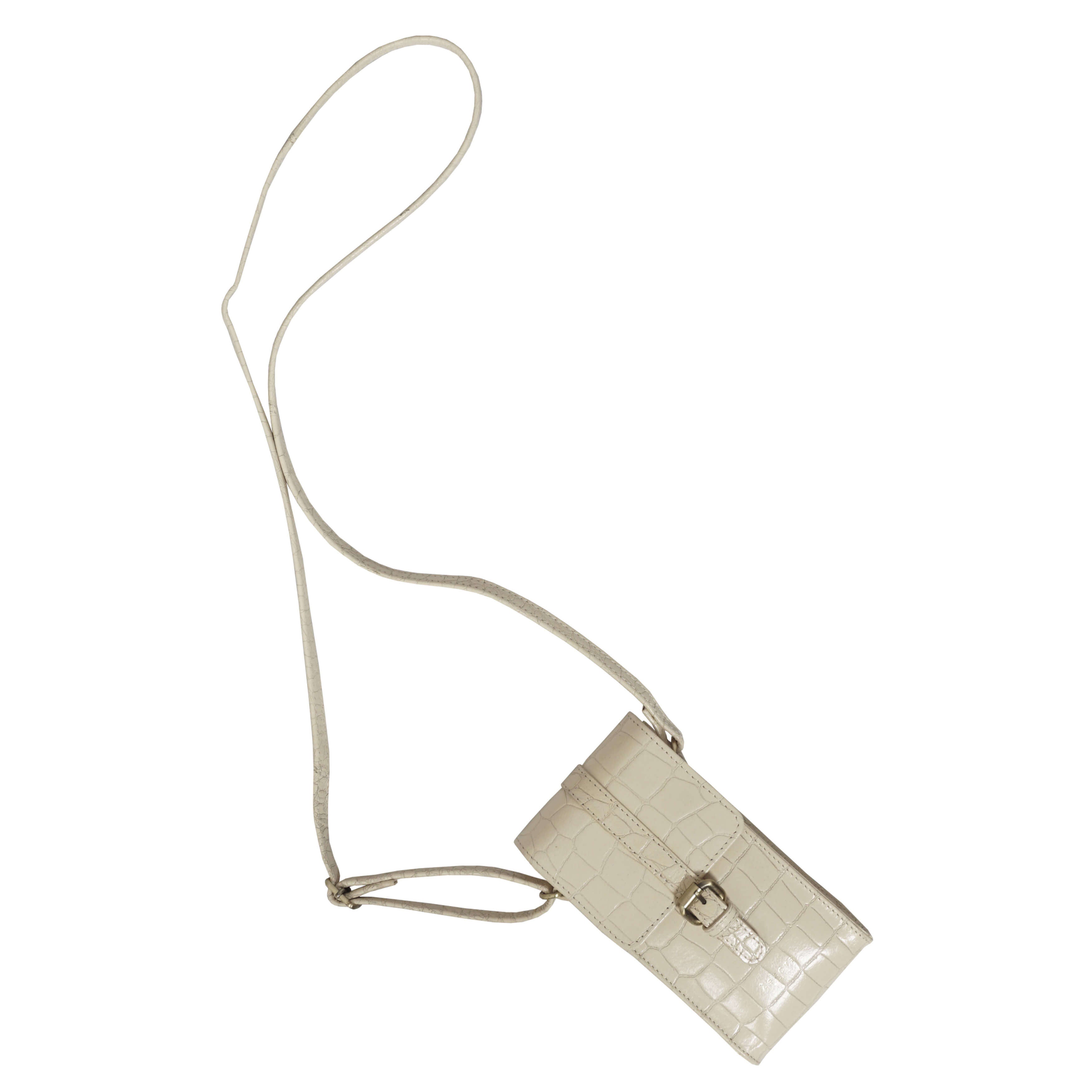 'PETRA' Off White Croc Real Leather Mobile Phone Crossbody Bag