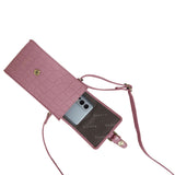 'PETRA' Pink Croc Real Leather Mobile Phone Crossbody Bag