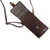 'PETRA' Plum Polished VT Real Leather Mobile Phone Crossbody Bag