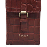 'PETRA' Red Croc Real Leather Mobile Phone Crossbody Bag